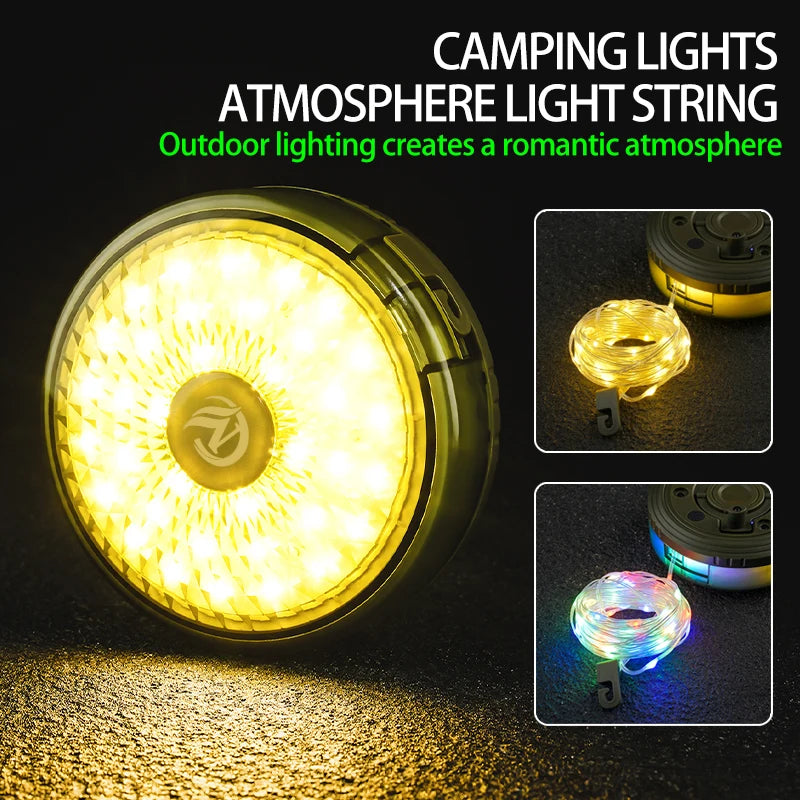 Multi Functional Outdoor Camping Light With Retractable LED String Lights